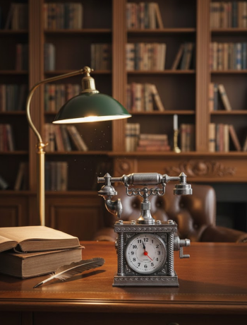 Klasik Telefon Görünümlü Masaüstü Saat ve Alarm