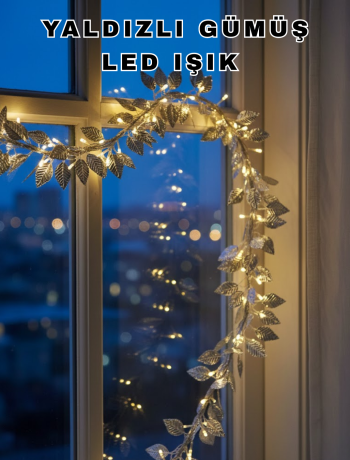 Pilli Gümüş Yaprak LED Işık Ev İçi ve Yılbaşı Dekor Aydınlatması