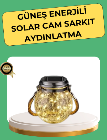 Solar Güneş Enerjili Dekoratif Cam Lamba