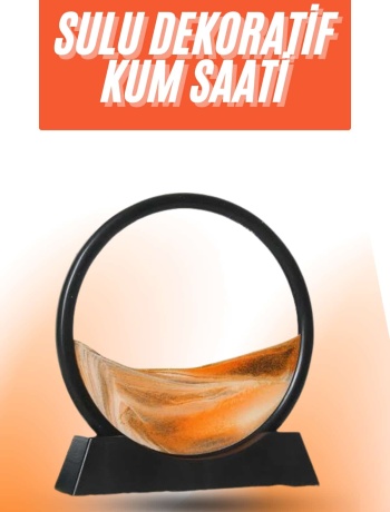 3D LED Işıklı Kum Saati Gece Lambası Hareketli Sulu Kum Saati Orta Boy