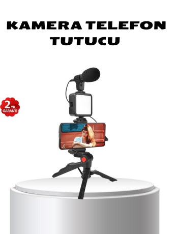 Video Çekim Kiti Tripod LED Işık Harici Mikrofon ve Bluetooth Kumanda Seti