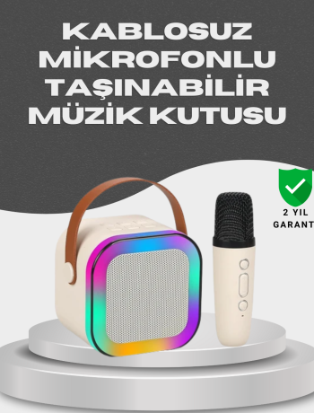 Kablosuz Karaoke Mikrofon Hoparlör Seti Güçlü Ses Çıkışı