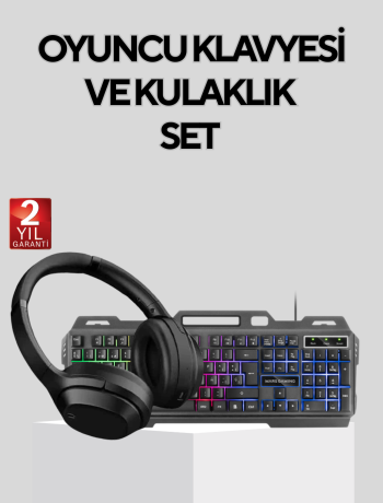 Gaming Set Işıklı Klavye Mouse + Bluetooth 5.2 Kulaklık Oyuncu Paketi