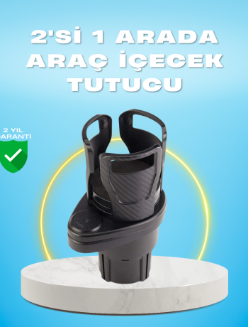 Çiftli Araba Bardak Tutucu Karbon Fiber Görünümlü 360° Ayarlı