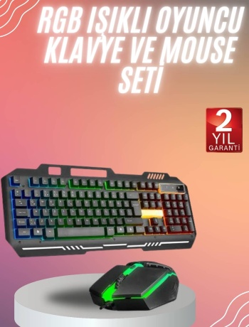 RGB Işıklı Gaming Oyuncu Klavye Q Klavye Mouse Hediyeli