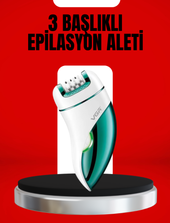 3ü 1 Arada Epilatör Su Geçirmez Metal Başlıklı LED Işıklı 90 Dakika Şarjlı
