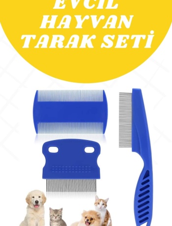 Evcil Hayvan Tarak Seti 4lü Bit Tarağı Ked Köpek Tüyüne Uygun