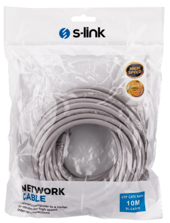 S-LINK SL-CAT610 CAT6 Patch 10Mt Kablo (Gri)(1923)