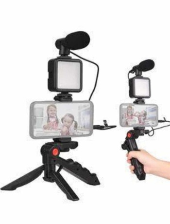 Telefon Tutucu Mini Mikrofonlu Tripod Vlog Çekim Video