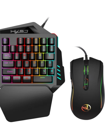 HXSJ V100+ A869 Gaming 7200 DPI 7  RGB ışıklı Oyuncu Klavye+Oyuncu Mouse-(5775)