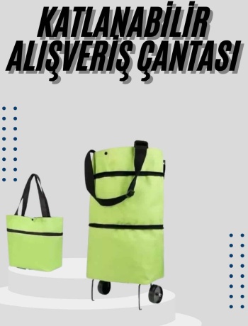 Katlanabilir Tekerlekli Çantalı Çarşı Pazar Arabası Alışveriş Çantası Piknik Çantası