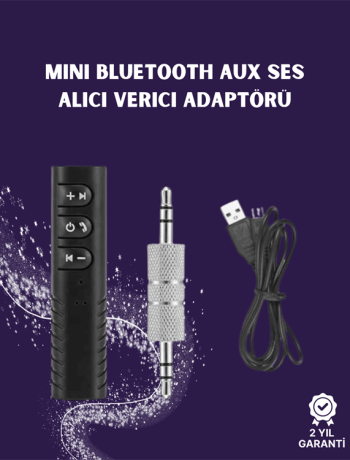 Bluetooth AUX Adaptör | 3.5mm Ses Girişi İçin Kablosuz Dönüştürücü 10m Menzil