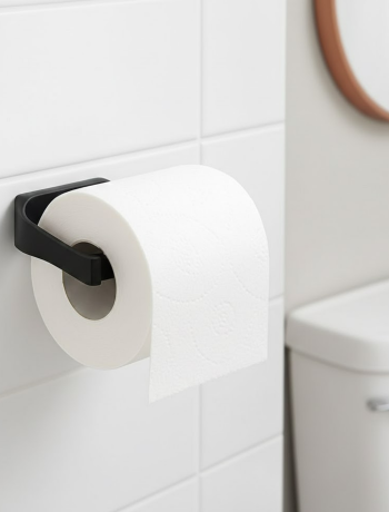 Modern Siyah Tuvalet Kağıtlığı Duvar Tipi Minimal Tasarım Peçetelik