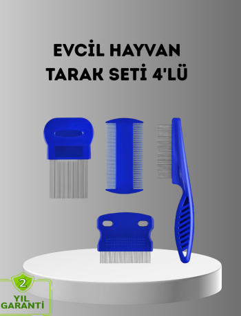4’lü Kedi Köpek Tüy Temizleme Seti – Paslanmaz ÇelikErgonomik ve Uzun Ömürlü