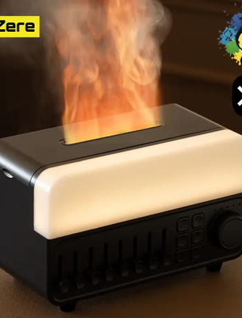 Ezere A14 Bluetooth Hoparlörlü Alev Efektli 8 Sesli Renkli Alev Görünümlü Aromaterapi Difüzörü Ultrasonik Hava Nemlendici-(5775)