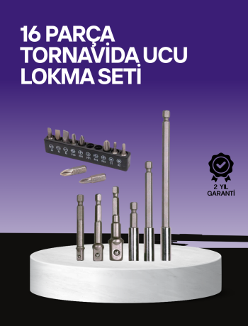 Çok Amaçlı 16lı Bits Uç Seti Dayanıklı Tornavida Adaptör