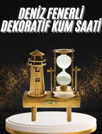 Hediyelik Eşya Retro Deniz Fenerli Kum Saati Ahşap Görünümlü Dekoratif Eşya