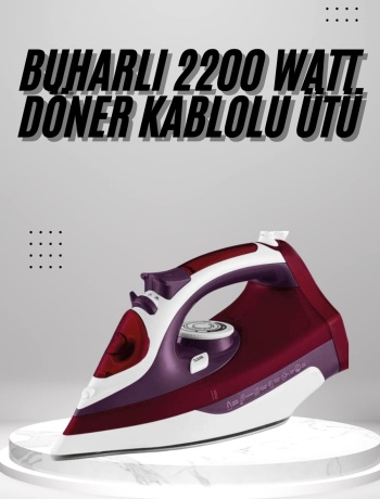 Seramik Tabanlı Kırmızı 2200 Watt Şok Buharlı Ütü