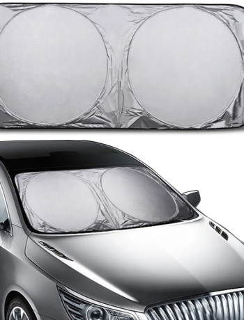 Araç Oto Ön Cam Çift Daireli Gümüş Kaplama Güneş Kalkanı Branda-(5775)