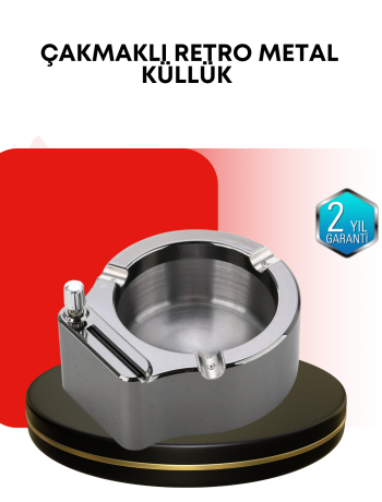 Paslanmaz Çakmaklı Küllük Modern Masa Üstü Aksesuar