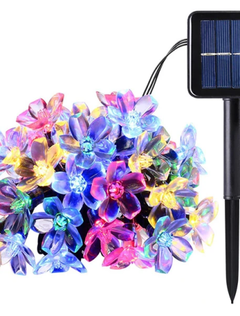 ALLY 7M 50 Kiraz Çiçeği Solar Güneş Enerjili Dış Bahçe Aydınlatma Su Geçirmez Led-(5775)