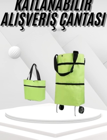 Katlanabilir Tekerlekli Pazar Market Çarşı Arabası Market Alışveriş Çantası