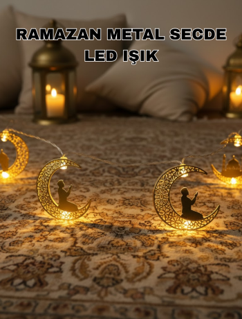 Ramazan Ay Işığı Secde Eden Adam Silüetli LED Peri Işığı