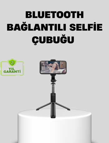Bluetooth Selfie Çubuğu – 360° Dönebilen Başlık Kablosuz Bağlantı