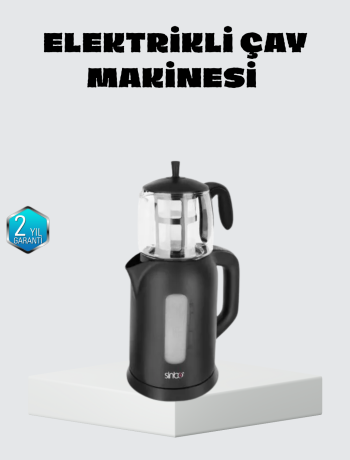 Sinbo Elektrikli Çay Makinesi 1.7 L Su Isıtıcı ve Cam Demlikli Güvenli Kullanım