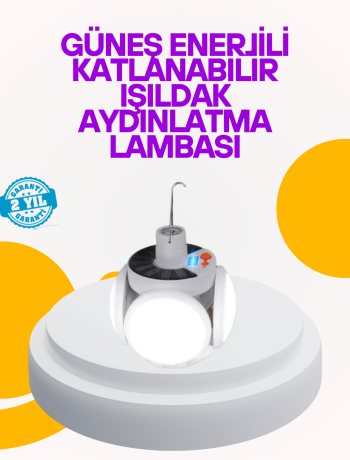 Solar Enerjili Katlanabilir Led Kamp ve Bahçe Lambası