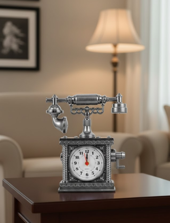 Nostaljik Telefon Tasarımlı Masa Saati Yüksek Sesli Alarm