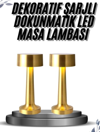 Kablosuz Renkli Masa ve Gece Lambası Altın Rengi Dokunmatik Led Lamba