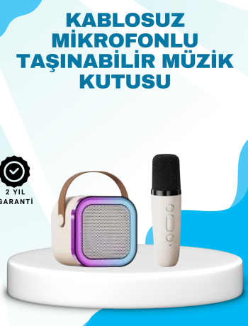 Karaoke Mikrofon Hoparlör Seti Bluetooth Kablosuz Taşınabilir