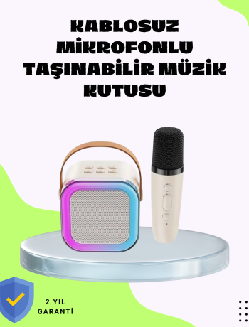 Taşınabilir Karaoke Mikrofon Seti Bluetooth Hoparlörlü