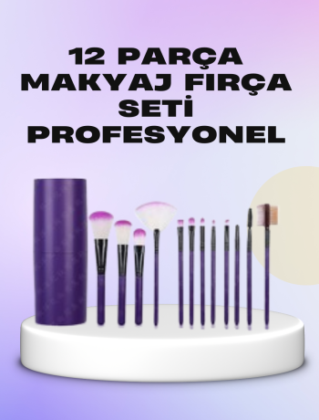 Ergonomik Saplı Fiber Kıllı 12li Makyaj Fırça Takımı Göz ve Ten Makyajı İçin Uygun