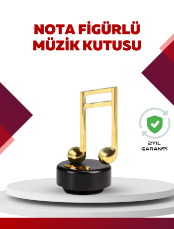 Altın Nota Temalı Müzik Kutusu  Müzikli Hediyelik