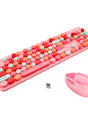 ALLY Mofi SWEET 2.4G Retro Kablosuz Q Klavye Oyuncu Klavye ve Mouse Seti-(5775)