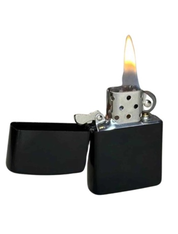 Doldurulabilir Siyah Benzinli Çakmak Metalik