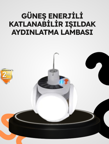 Güneş Enerjili Katlanabilir 5 Kanatlı Solar Bahçe Lambası