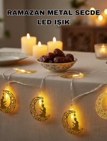 Ramazan Temalı Ay İçinde Secde Eden Adam LED Peri Işığı