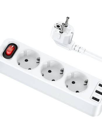 HOCO NS2 3lü Priz 3 USB 4000W 1.8 Metre Şarj Uzatma Kablosu Akım Korumalı-(5775)