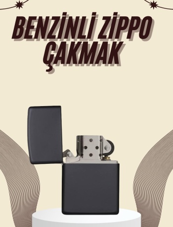 Çakmak Parlak Siyah Zippo Benzinli Çakmak Cep Boy Doldurulabilir