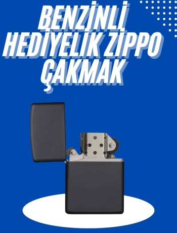 Doldurulabilir Siyah Benzinli Çakmak Metalik