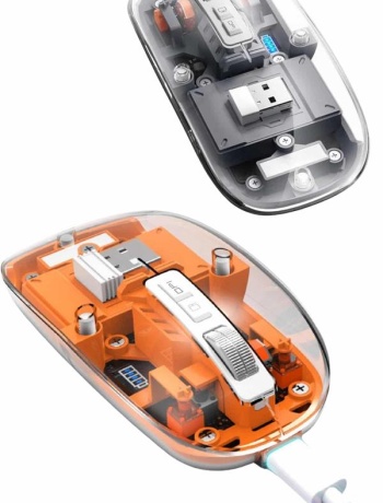 Mouse Fare Kablosuz Mouse Fare Şarjlı Bluetooth Sessiz 5 Tuşlu Şeffaf
