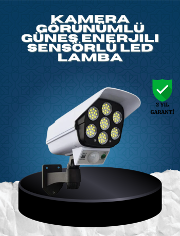 Güneş Enerjili Kamera Görünümlü Hareket Sensörlü LED Duvar Lambası Uzaktan Kumandalı