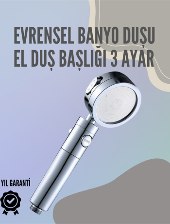 Paslanmaz Çelik Çok Fonksiyonlu El Duş Başlığı – 3 Modlu Püskürtme Seçeneği