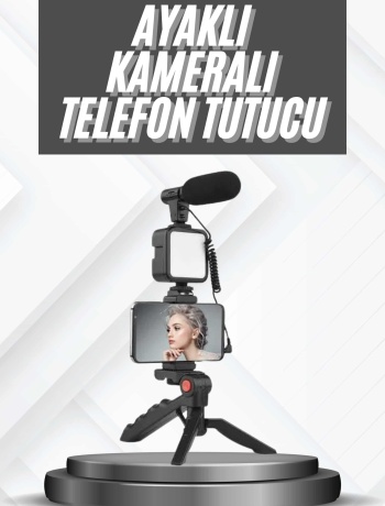 Telefon Tutucu Mikrofonlu Işıklı Youtuber Video Kayıt
