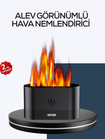 Aromatik Oda Kokusu Difüzörü Alev Tasarımlı LED Işıklı Nemlendirici