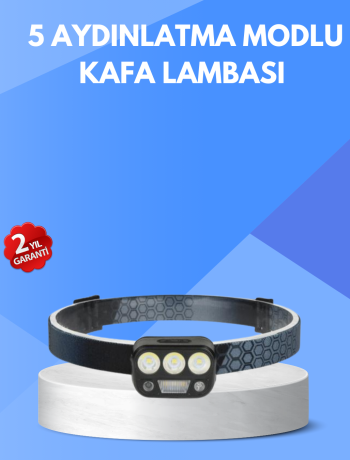 300 Lümen Sensörlü LED Kafa Lambası USB Şarjlı SOS Modlu