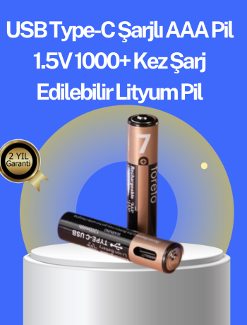 Hızlı Şarj Teknolojili USB Şarjlı AAA Pil – 40 Dakikada Tam Şarj